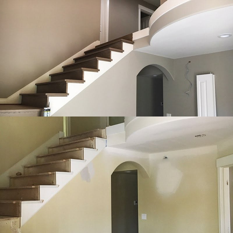 Before and After Staircase and Hallway Wall Repair and Painting by Professional Handyman in Singapore